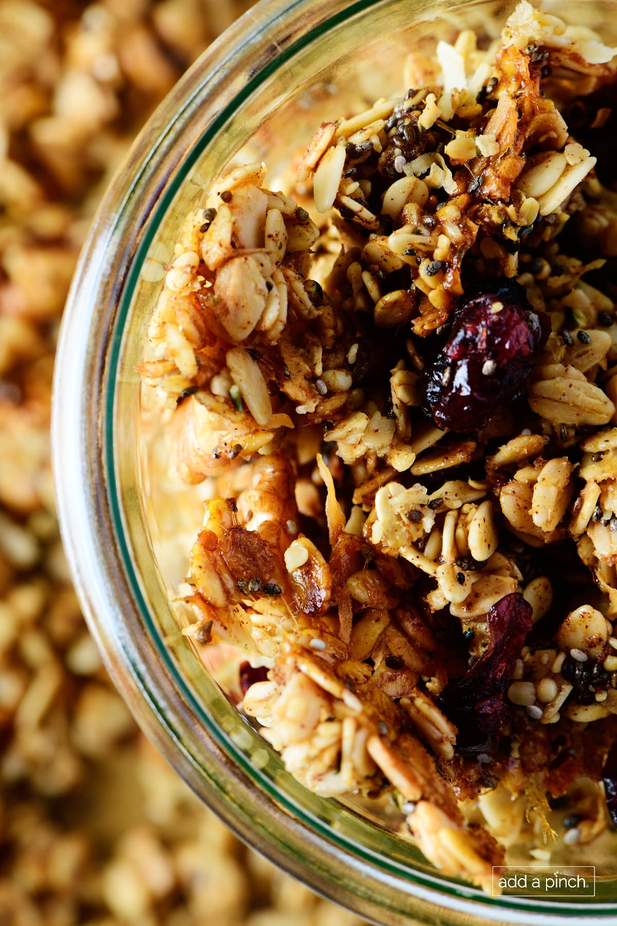 Homemade granola in a glass Weck jar.